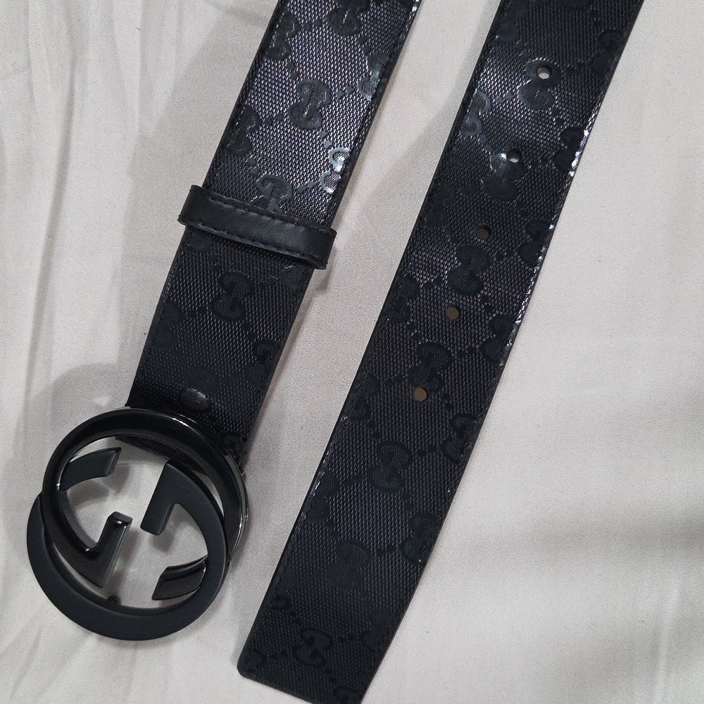 Gucci Black Imprime Monogram GG Belt - Picture 5 of 16